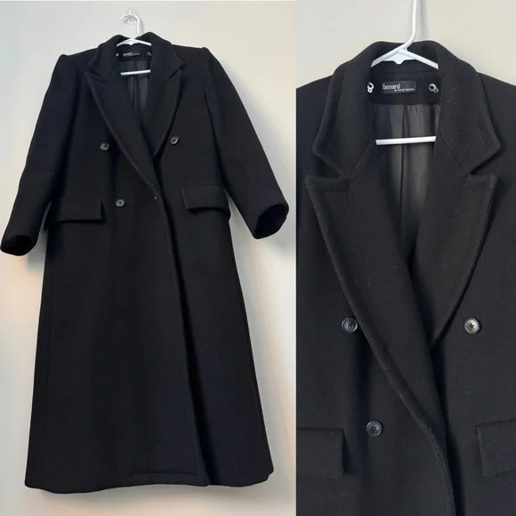 Vintage Coat Made in USA Harve Bernard Women’s Black Ember Wool Coat Sz 6 - Picture 1 of 14